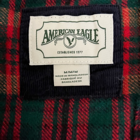 American Eagle Oversized Flannel Shirt Size M Red - Picture 2 of 3